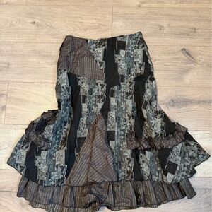 Tricotto Asymmetrical Black and Brown Skirt